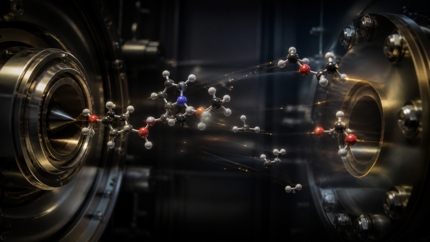 A mass spectrometer analyzing a large library of small molecules